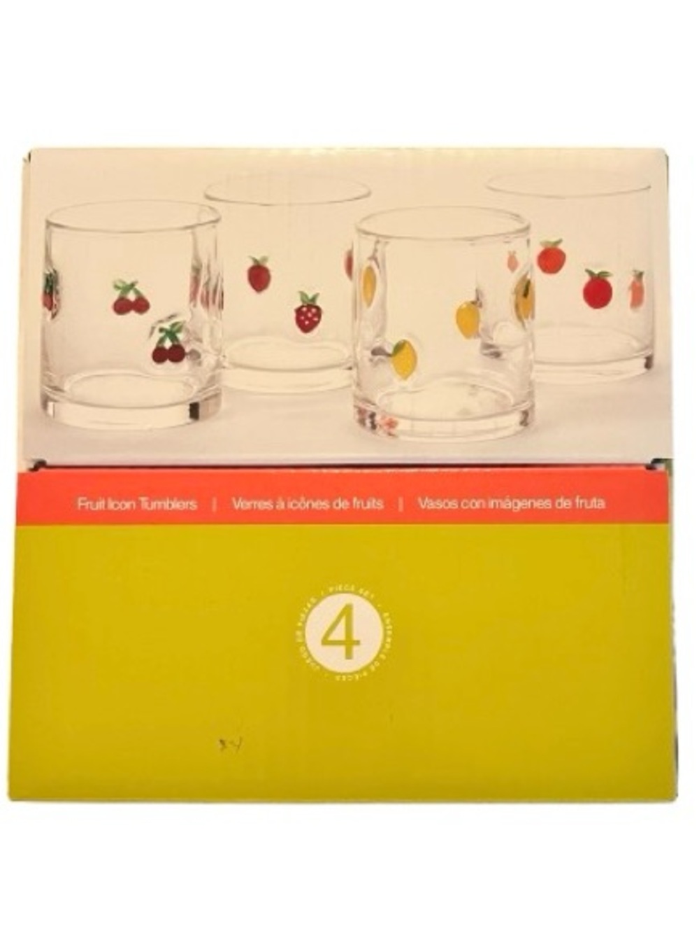 🆕- Set of 4 Fruit Motif Clear Glass Tumbler Set - New in Box. - Picture 7 of 10
